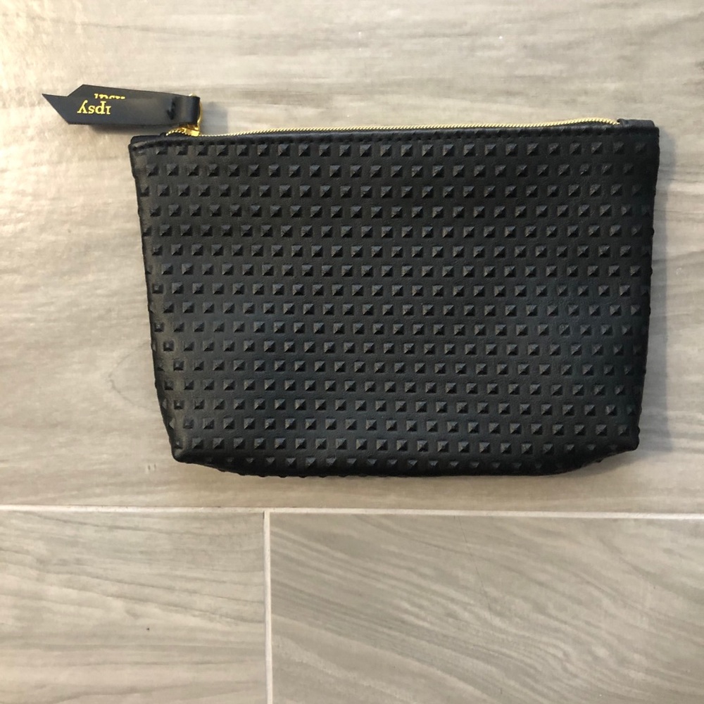 Black Studded Faux Leather Ipsy Makeup Bag